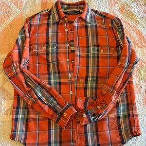 Ralph Lauren Plaid Orange and Blue Men's Shirt